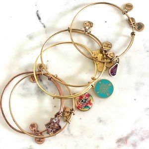 Lot of 5 Alex and Ani Bangle Charm bracelets